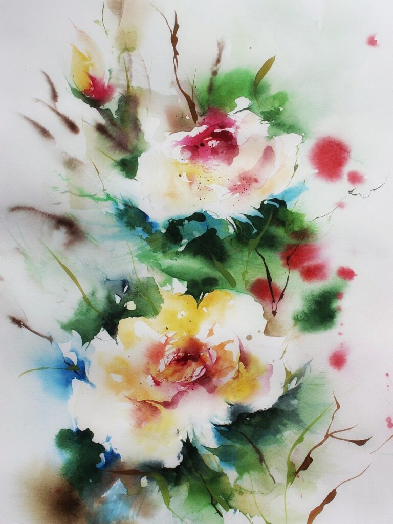 watercolor painting, watercolor colors, yellow, flower, nature, flower wallpaper, beautiful flowers, plant, floral, leaf bouquet, greeting card, flower background, still life, watercolor, easy, relaxed, splotches of color, wet on wet, painting technique, map, bunch of flowers, gradient